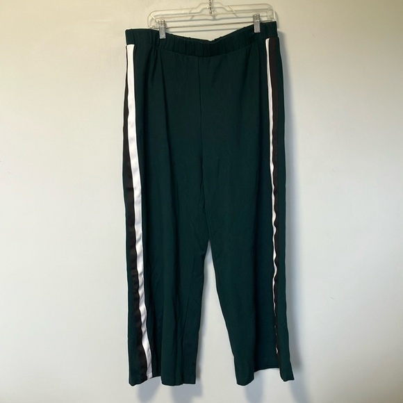 Universal Standard Green Track Pants with White and Black Stripes - Picture 1 of 6